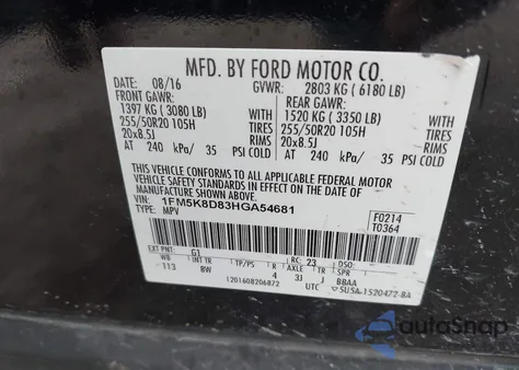 2017 Ford Explorer Xlt z USA, uszkodzony, nr VIN 1FM5K8D83HGA54681